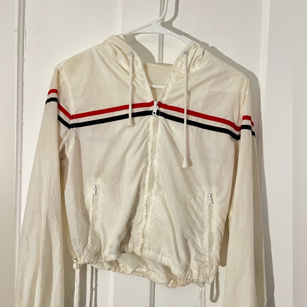 Brandy Melville Cropped Multicolored Stripe Windbreaker